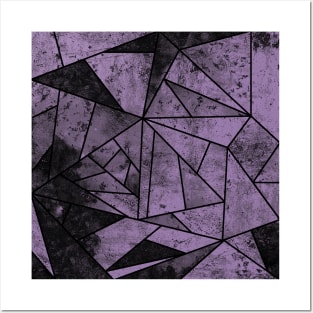 Lilac Purple and Black Geometric Pattern Posters and Art